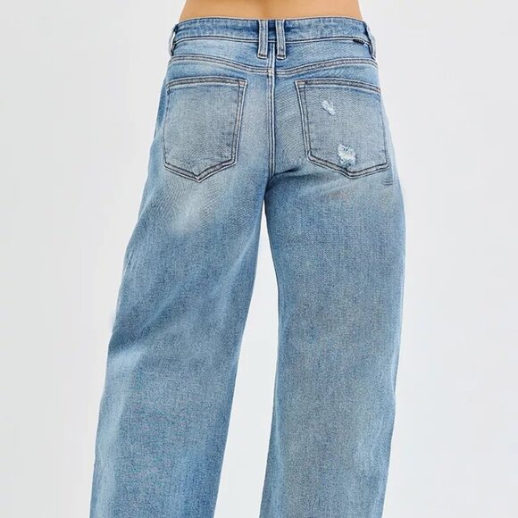 RISEN Full Size Slouchy Ankle Length Barrel Jeans with Cuffs Plus Size - Picture 5 of 6